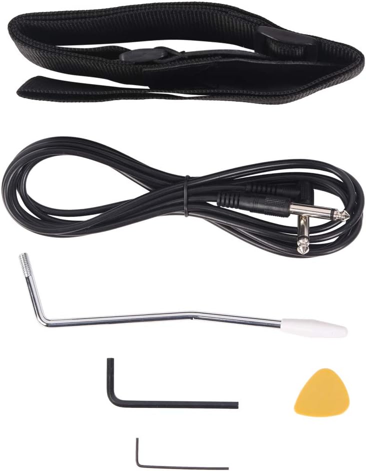 Full Size Electric Guitar Kit,39 Inch Beginner Electric Guitar,Complete Electric Guitars Set with Bag, Shoulder Strap, Power Wire, Wrench Tool,Tremolo Arm and Picks,White and Dark Blue