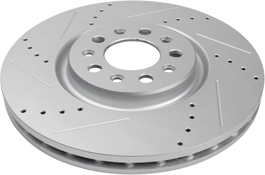 TRQ Performance Front Brake Pad and Rotor Set Ceramic G Coated Drilled Slotted Rotors Compatible with 2016-2021 Jeep Cherokee