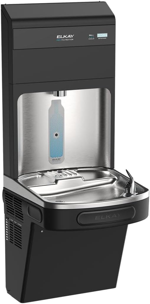 Elkay Pro Filtration LZS8WSBPRO Bottle Filling Station & Single ADA Cooler Refrigerated Black