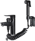 Brass Bathroom Basin Single Handle Sink hot and Cold Water Mixing Valve Nozzle Bathtub Faucet (Black Faucet Set3)