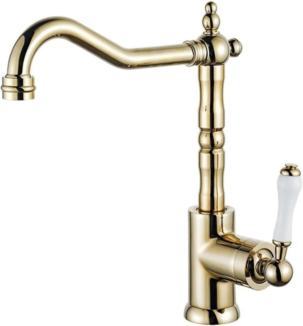 Kitchen Faucet 360 Degrees Rotating Faucet Table Basin Sink Hot&Cold Water Tap(Gold)