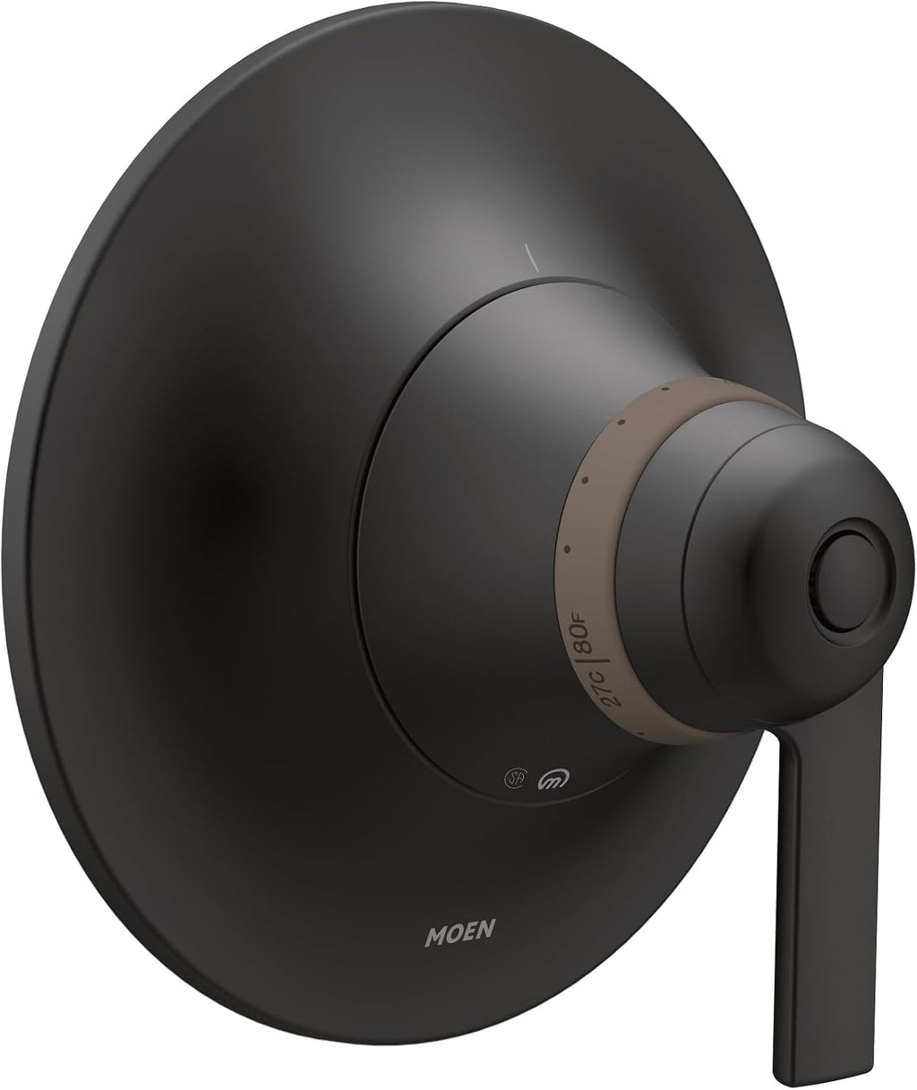 Moen Doux Matte Black ExactTemp Thermostatic Valve Shower Trim Kit, Valve Required, TS3101BL