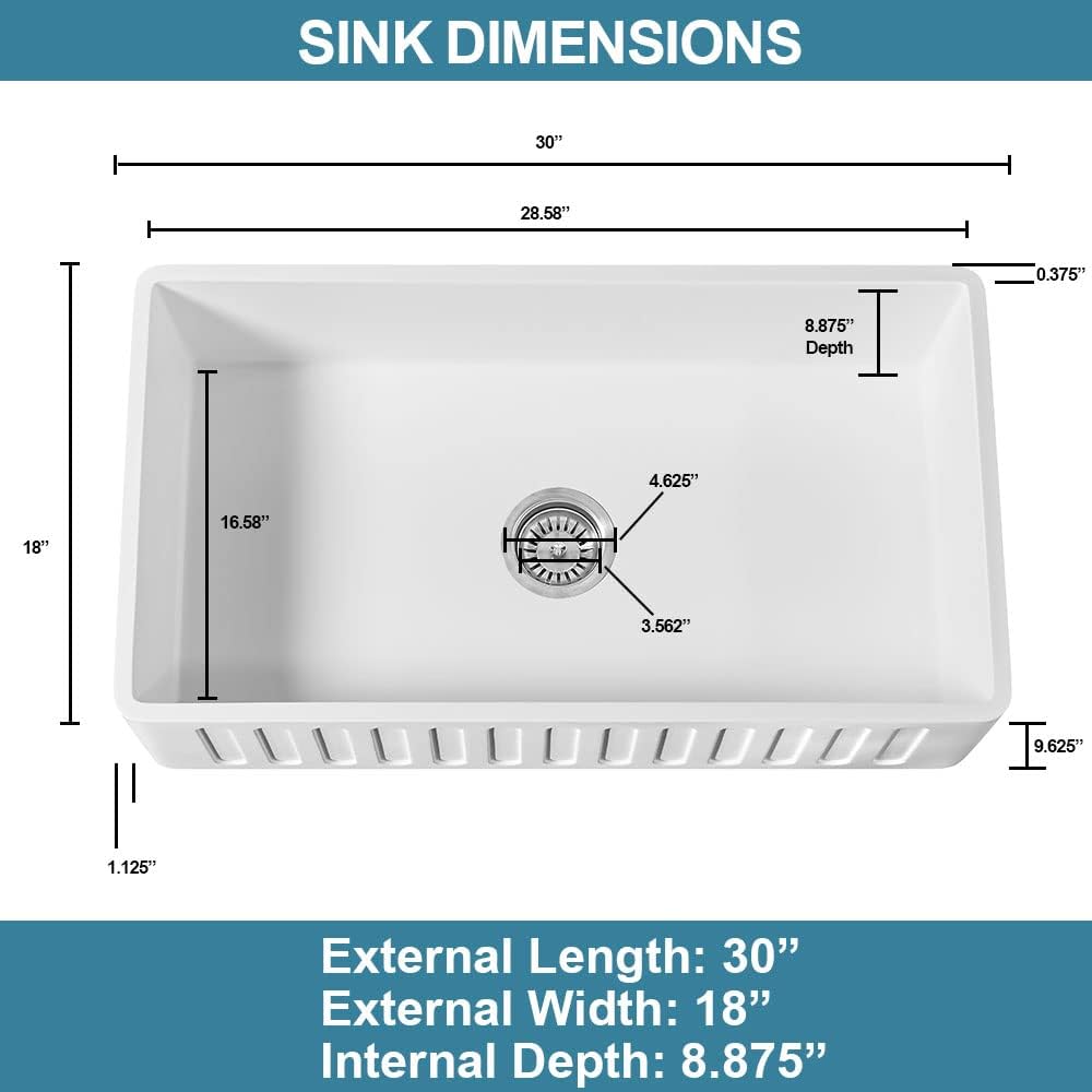 Westbrass BK13041-12 30' Single Bowl Reversible Apron Front Solid Surface Kitchen Sink with 4 in 1 Function Faucet, Dual Water Filters, Drain Basket and Soap Dispenser, Oil Rubbed Bronze