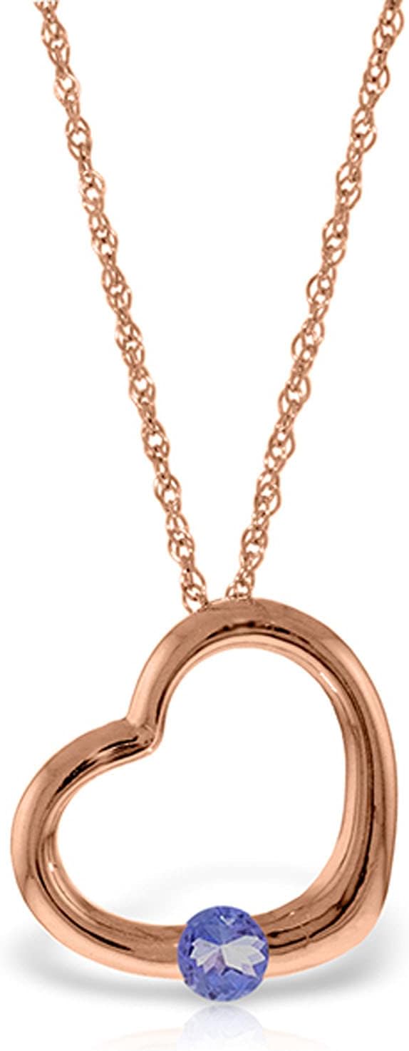 Galaxy Gold GG 14K Gold Open Heart with Genuine Tanzanite Pendant Necklace