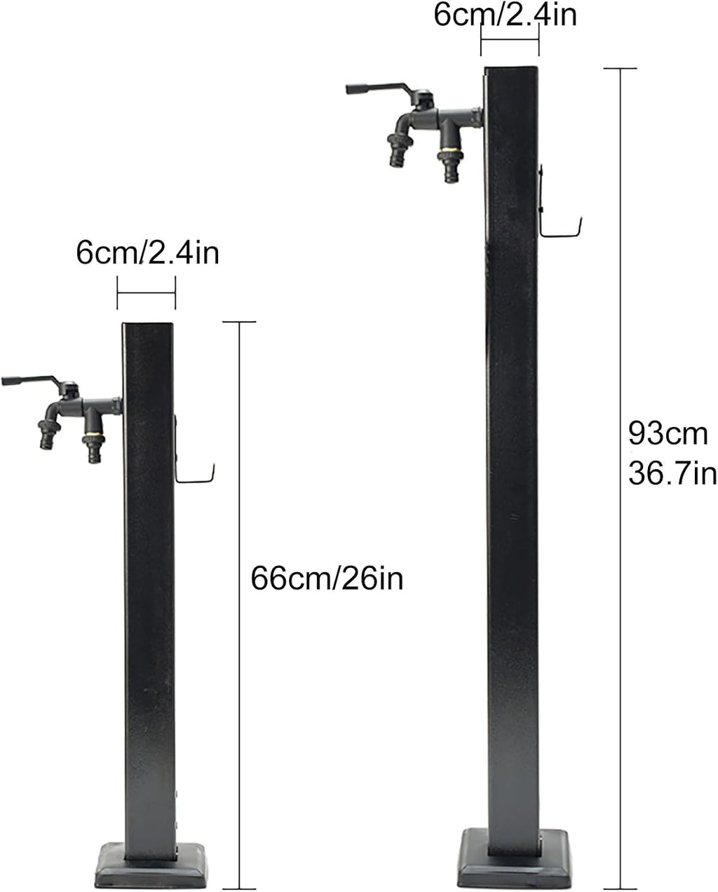 Garden Water Column Outdoor Post Faucet Freestanding with Hose Stand Water Dispenser Hydrant with Double Outlet Water Pipe Seat for Washing and Watering
