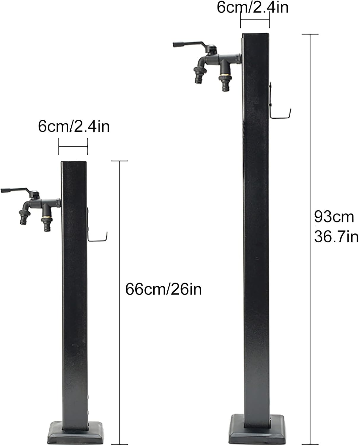 Garden Water Column Outdoor Post Faucet Freestanding with Hose Stand Water Dispenser Hydrant with Double Outlet Water Pipe Seat for Washing and Watering