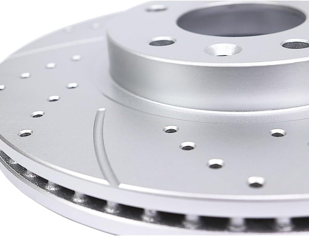 Acinoparts Front(12.80') and Rear(13.03') Brake Kit for Chevy Traverse Buick Enclave GMC Acadia Limited Saturn Outlook Drilled & Slotted Disc Brake Rotors Ceramic Brakes Pads