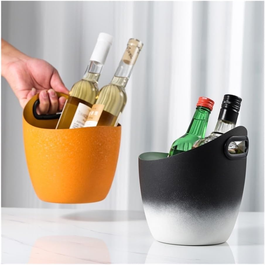 Iice Bucket, Stainless Steel Champagne Ice Bucket Curved Drink Chiller,Ice Bucket for Parties(Black)