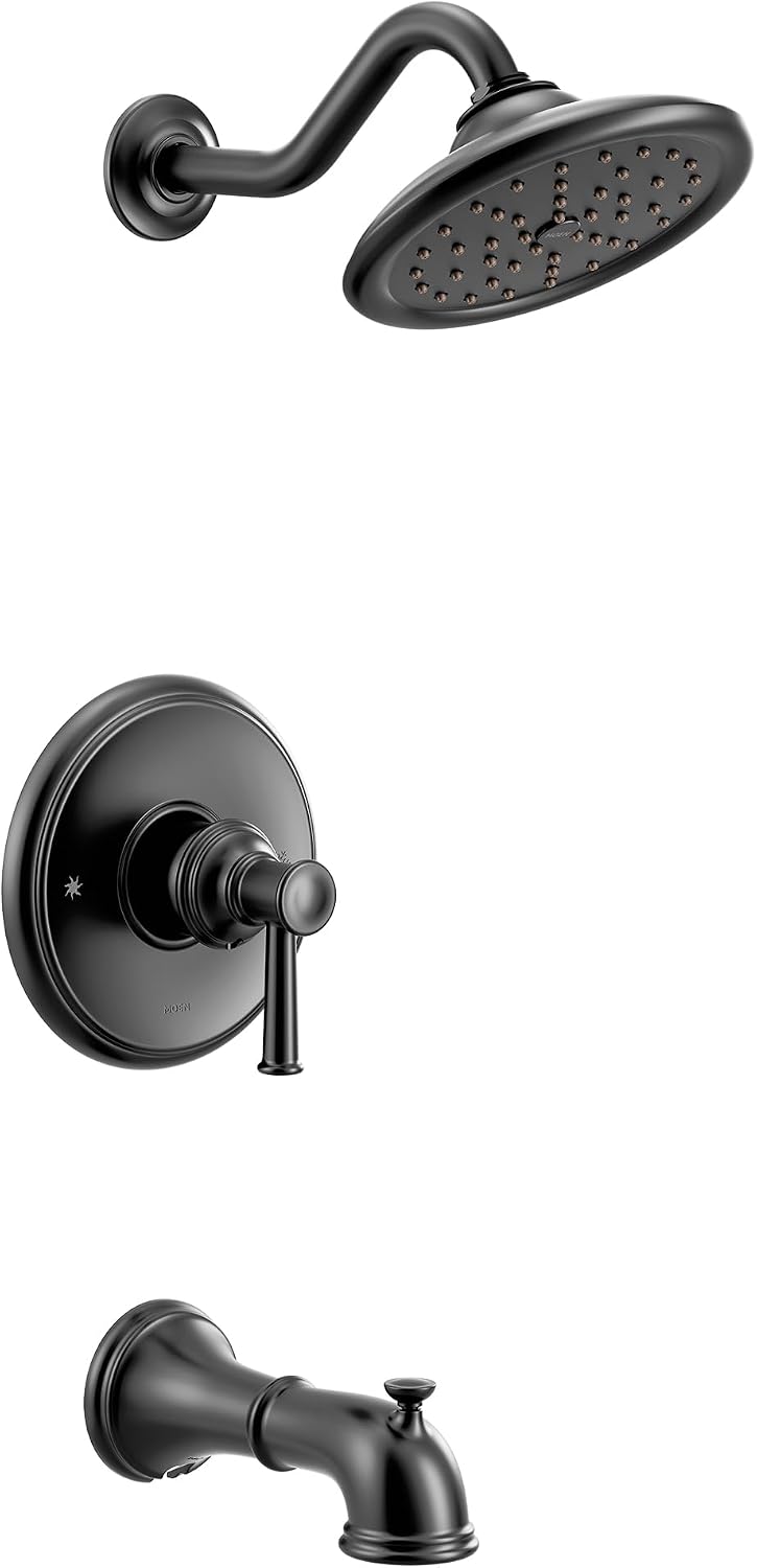 Moen Belfield Matte Black M-CORE 3-Series 1-Handle Tub and Shower Trim Kit, Valve Required, UT3313BL