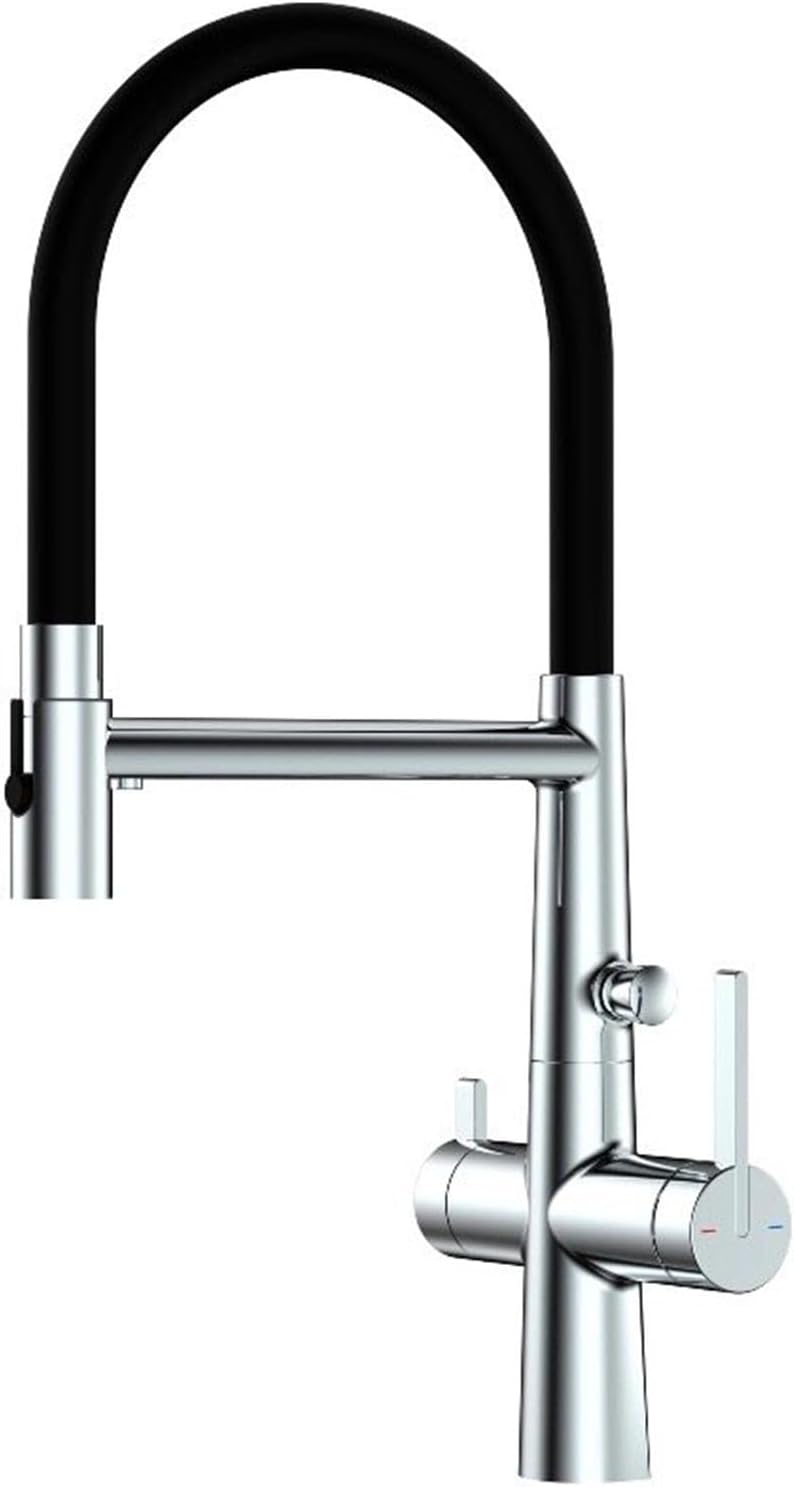 Flexible Kitchen Faucet with Drinking Water Spout 360° Rotation 4 Modes Faucet for Kitchen Sink Copper,Chrome Plated