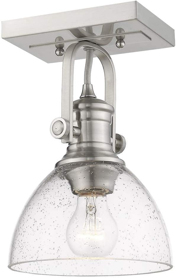 Golden Lighting 3118-BA1 PW-SD Hines Vanity Light, Pewter with Seeded Glass