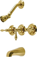 Kingston Brass KB237AL Victorian Triple-Handle Tub and Shower Faucet in Brushed Brass