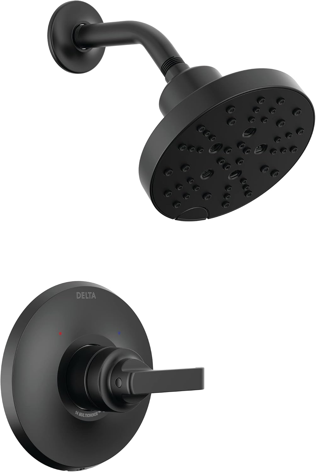 Delta Tetra 14 Series Shower Faucet Set, Matte Black Shower Head and Handle Set, Valve Trim Kit, Matte Black T14289-BL (Valve Not Included)