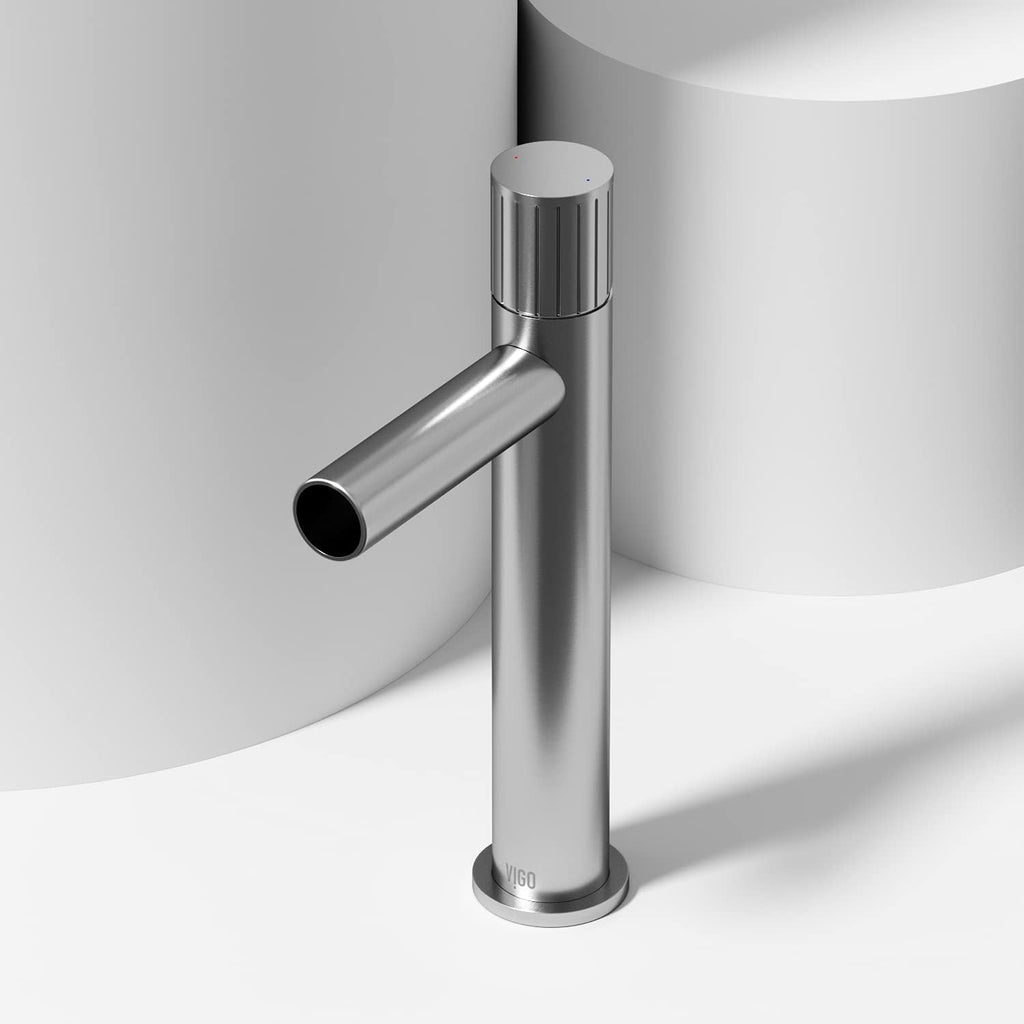VIGO Ashford Single-Handle Single-Hole Mount Vessel Bathroom Sink Faucet, 11-Inch, Brushed Nickel, Modern Design, Solid Brass, 1.2 GPM WaterSense & Ceramic Disc Valve, Corrosion-Resistant