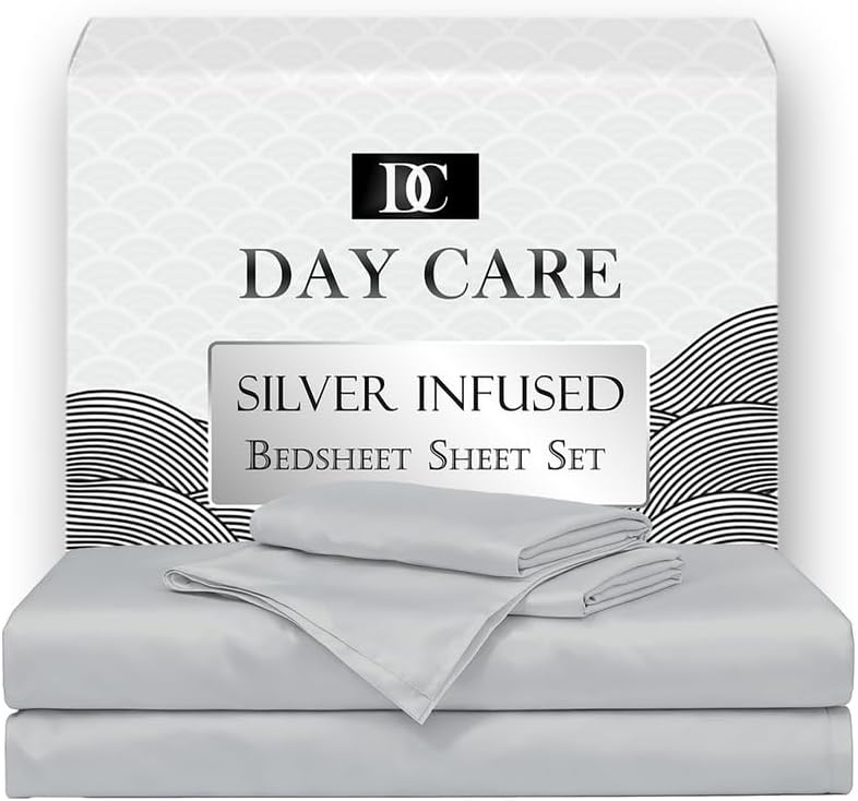 Day Care® Silver Infused Luxury 4 Pcs. Bed Sheet Set – 18' Deep Pocket Fit, Ultra Soft Cooling Fabric, Breathable & Long-Lasting Freshness (Champagne, Twin XL(39x80)