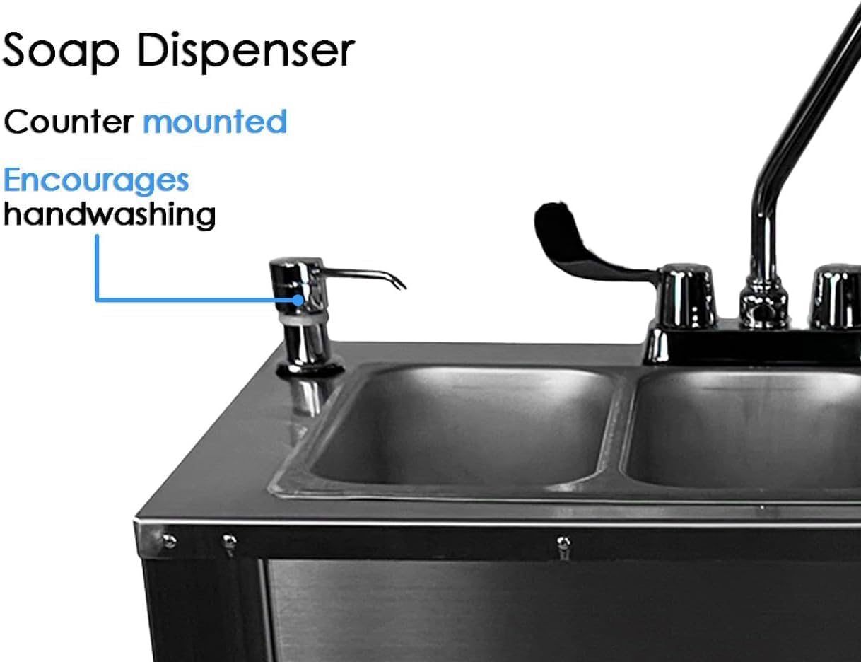 Pinnacle Portable Sink Hand Wash Station– (3-Basin) Stainless Steel Portable Sink with Hot Water–Portable Handwashing Station for Health & Beauty, Medical Facilities, Daycare, Pop-Up & Food Service