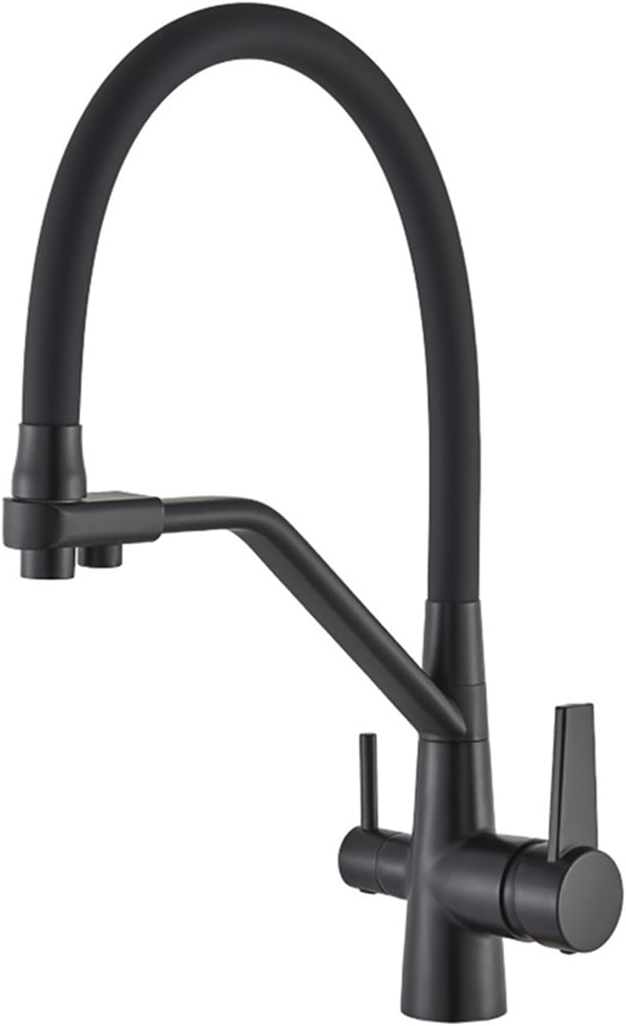 Filter Kitchen Faucet 360 ° Rotation Purification Kitchen Tap Household Sink Washing Faucet(Matte Black)