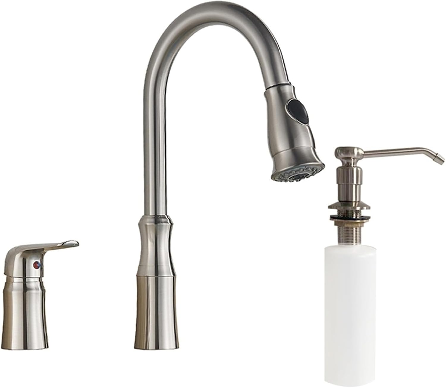 Brass Kitchen Faucet Pull Out Flexible Sink Mixer Taps Hot & Cold Water Mixer Cranes Water Saving Bathroom Faucets(Brushed Nickel a2)