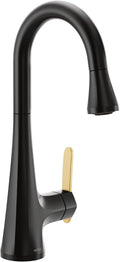 Moen S6235BL Sinema One-Handle High Arc Pulldown Bar Faucet featuring Power Clean and Reflex, Matte Black