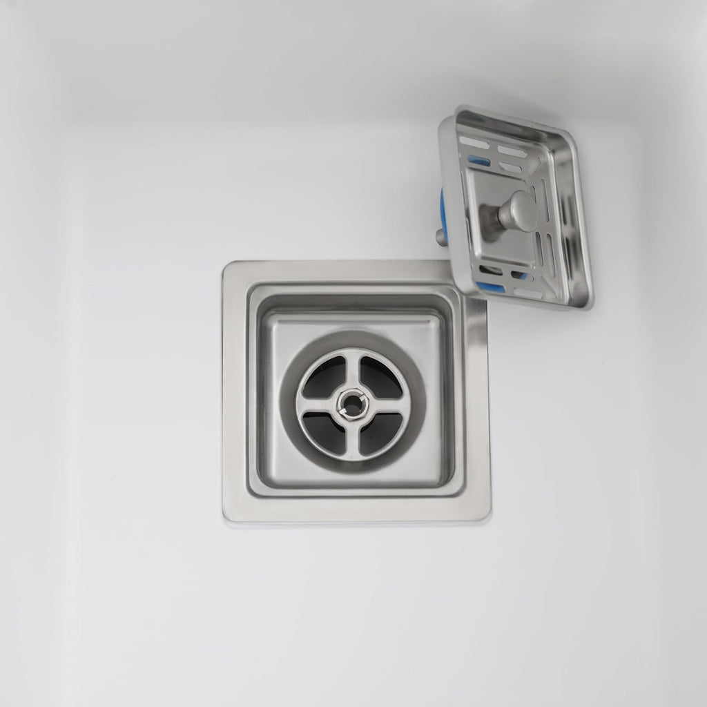Utility Sinks Kitchen with Cold and Hot Water Fauet 28''x 15'' Stainless Steel Undermount Sink Double Bowl Pressurized Cup Washer Soap Dispenser White