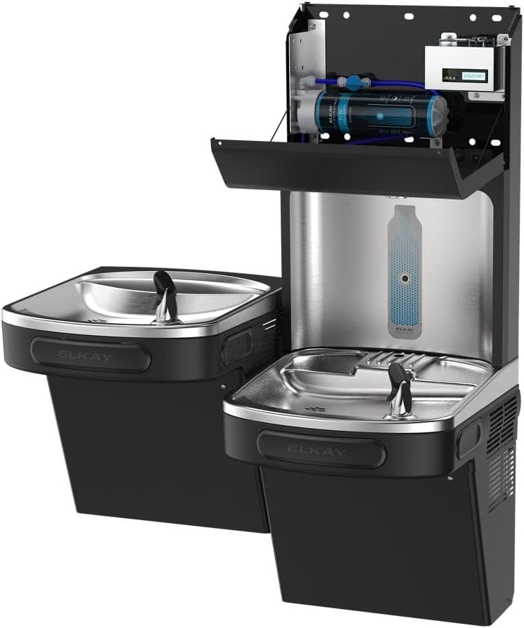Elkay Pro Filtration LZSTL8WSBPRO Bottle Filling Station & Bi-Level ADA Cooler Refrigerated Black