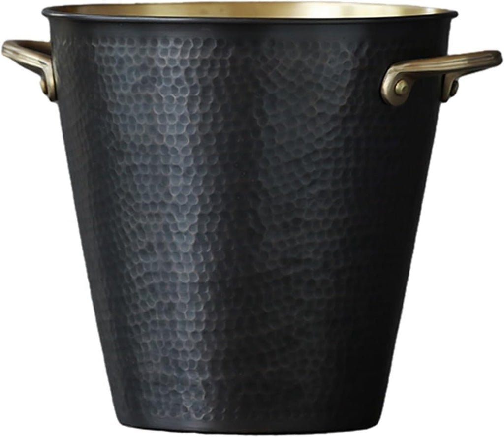 Ice Bucket Ice Bucket for Freezer Hammered Copper Ice Bucket, Retro Style Handmade Metal Insulated Ice Bucket, Great for Home Bar, Chilling Beer, Champagne, Wine Bottle (Black) Ice Buckets Party Coole