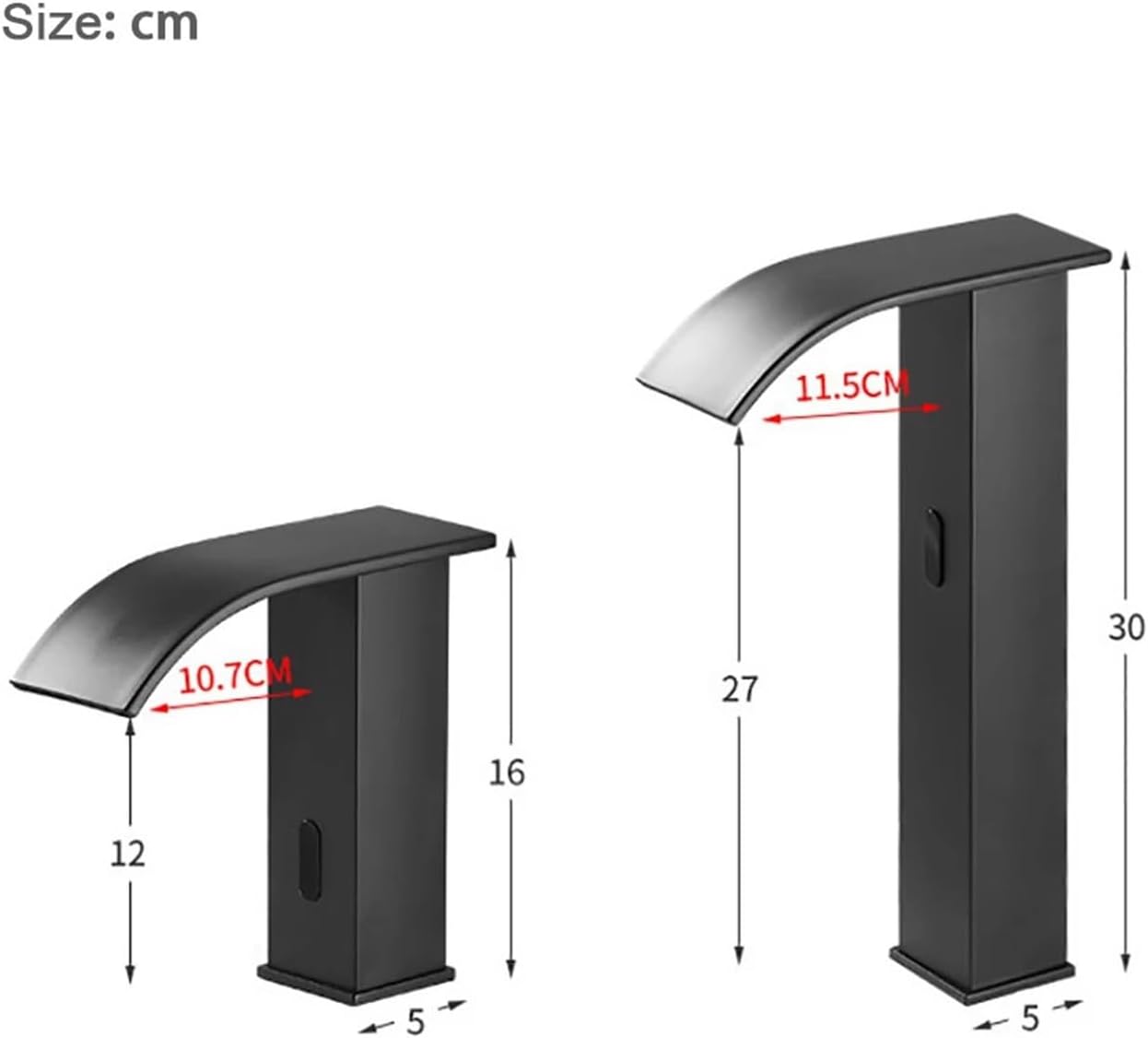 Black Smart Induction Waterfall Basin Automatic Induction Touch Sink Basin hot and Cold Faucet (Gold Short A)