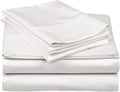 Pure 1000 Thread Count Egyptian Cotton- Sateen Weave- Olympic Queen(66' X 80') White Sheet Set - 4 Piece 14'-18' Inches Standard Drop Length Elastic Bounded