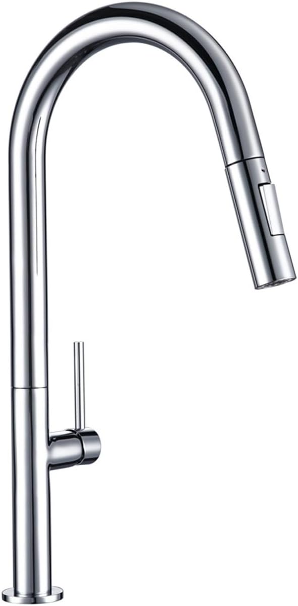Brass Brushed Gold Black 360 Degree Rotation Kitchen Hot and Cold Water Sink Taps Pull Out Spout Kitchen Faucet(Chrome)
