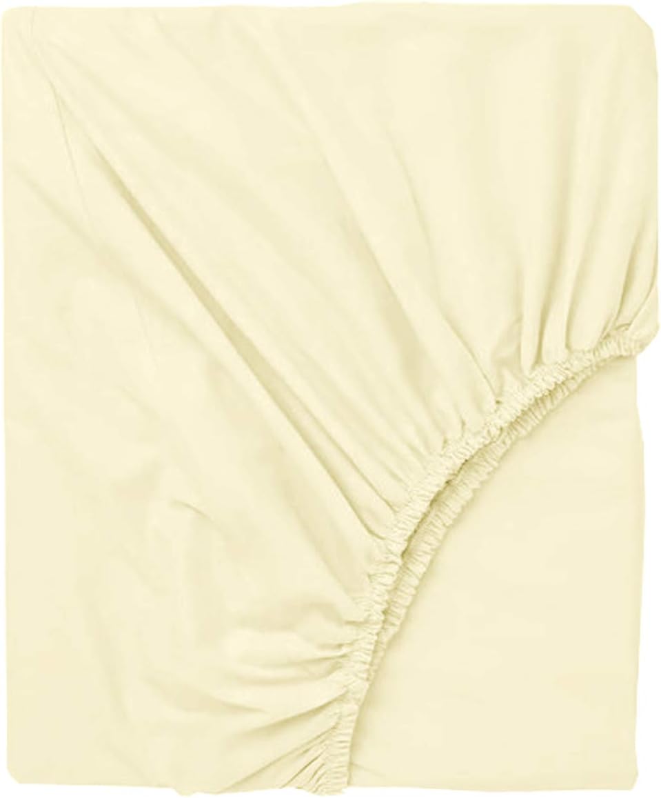 Pure 1000 Thread Count Egyptian Cotton- Sateen Weave- Olympic Queen(66' X 80') Ivory Sheet Set - 4-Piece 14'-18' Inches Standard Drop Length Elastic Bounded