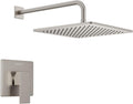 Lava Odoro 12-inch Modern Square Shower Faucet Set Brushed Nickel, Shower Trim Kit with Rough-in Valve High Pressure Rainfall Shower Head and Handle Set (Valve Included), SF106-BN