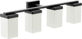 Moen 90 Degree Matte Black 4-Light Dual-Mount Bath Bathroom Vanity Light Fixture with Frosted Glass, YB8864BL