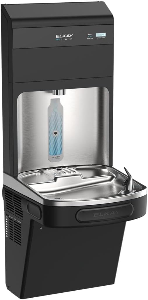 Elkay Pro Filtration LZS8WSBPRO-UV Bottle Filling Station & Single ADA Cooler Refrigerated Black UV Filtration