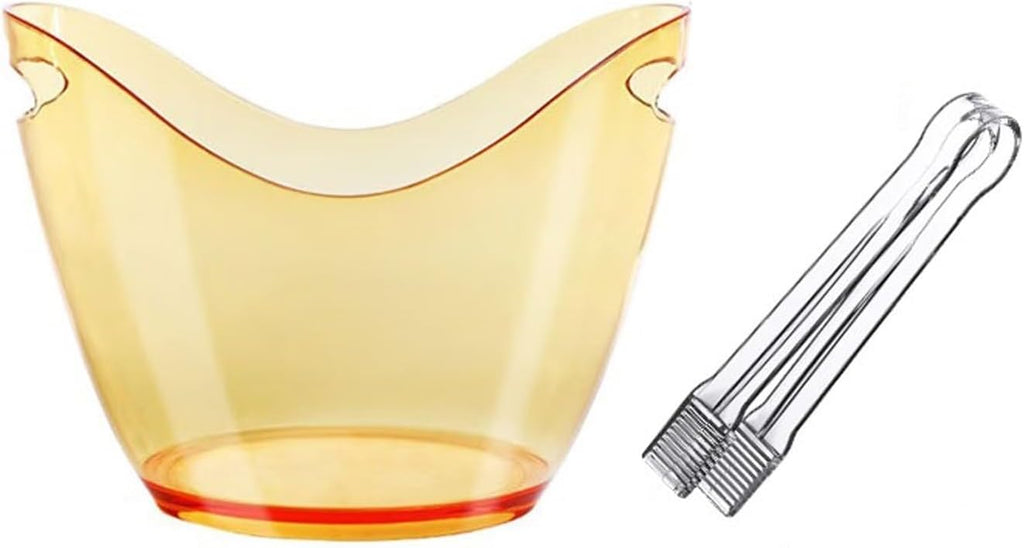 Ice Bucket 8 Liter Acrylic Ice Bucket with Ice Tongs, Plastic Tub Oval Storage Bucket Ice Buckets for 2 Wine or Champagne Bottles Ice Bucket Ice Buckets For Parties(Purple)