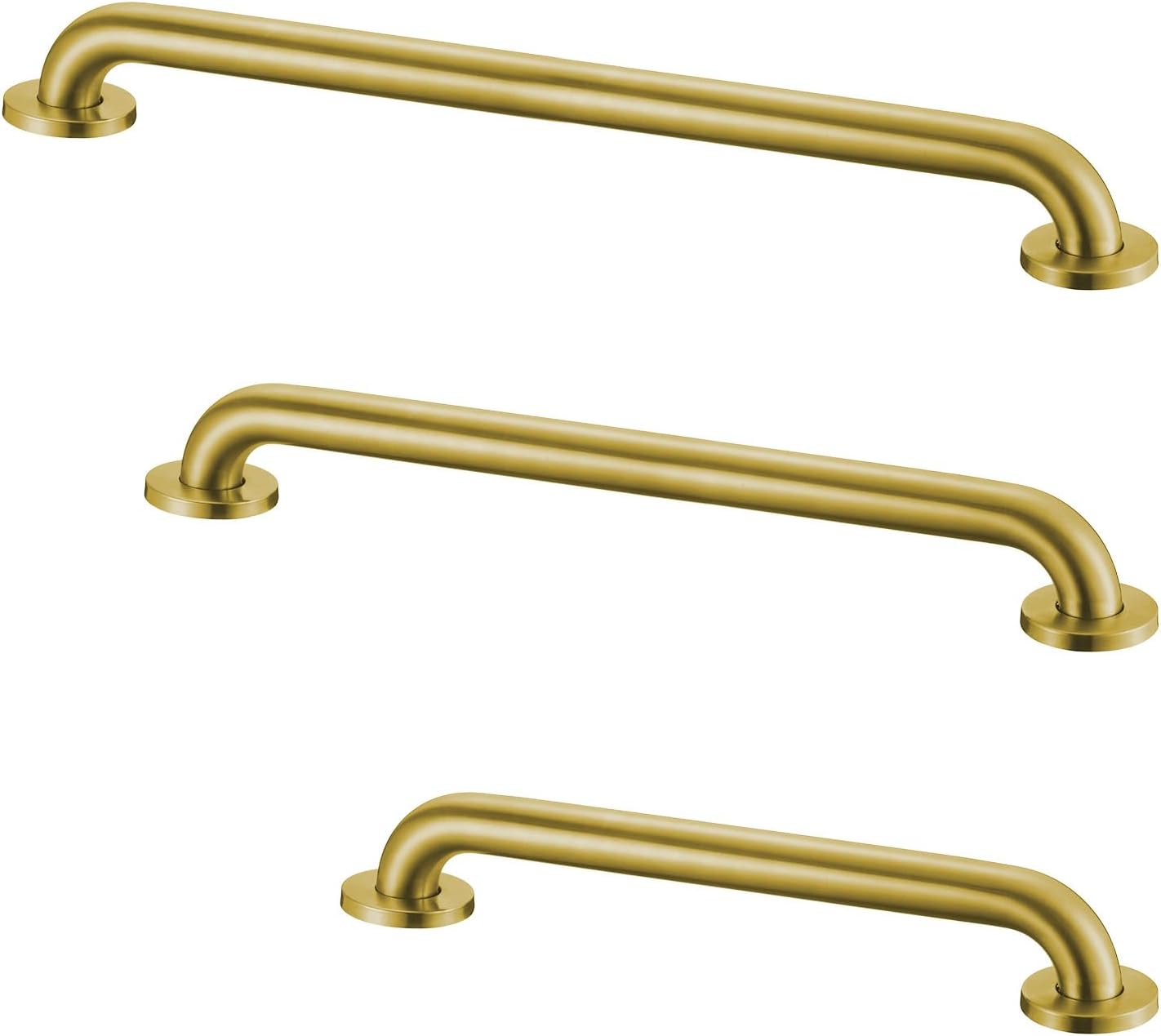 Stardrix Grab Bar Bundle for ADA Compliance, Brushed Gold Stainless Steel Grab Bar Set for Commercial and Residential Restrooms, 1.5' Diameter - 18', 36', 42' - Pack of 3