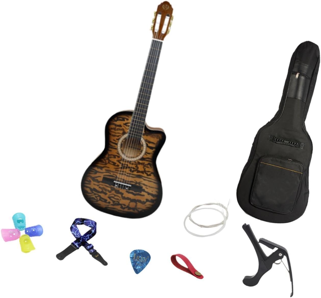 Acoustic Guitar for Beginners - Portable Travel Guitar with Steel Strings, Compact Size for Easy Learning and Performance- Dark Yellow