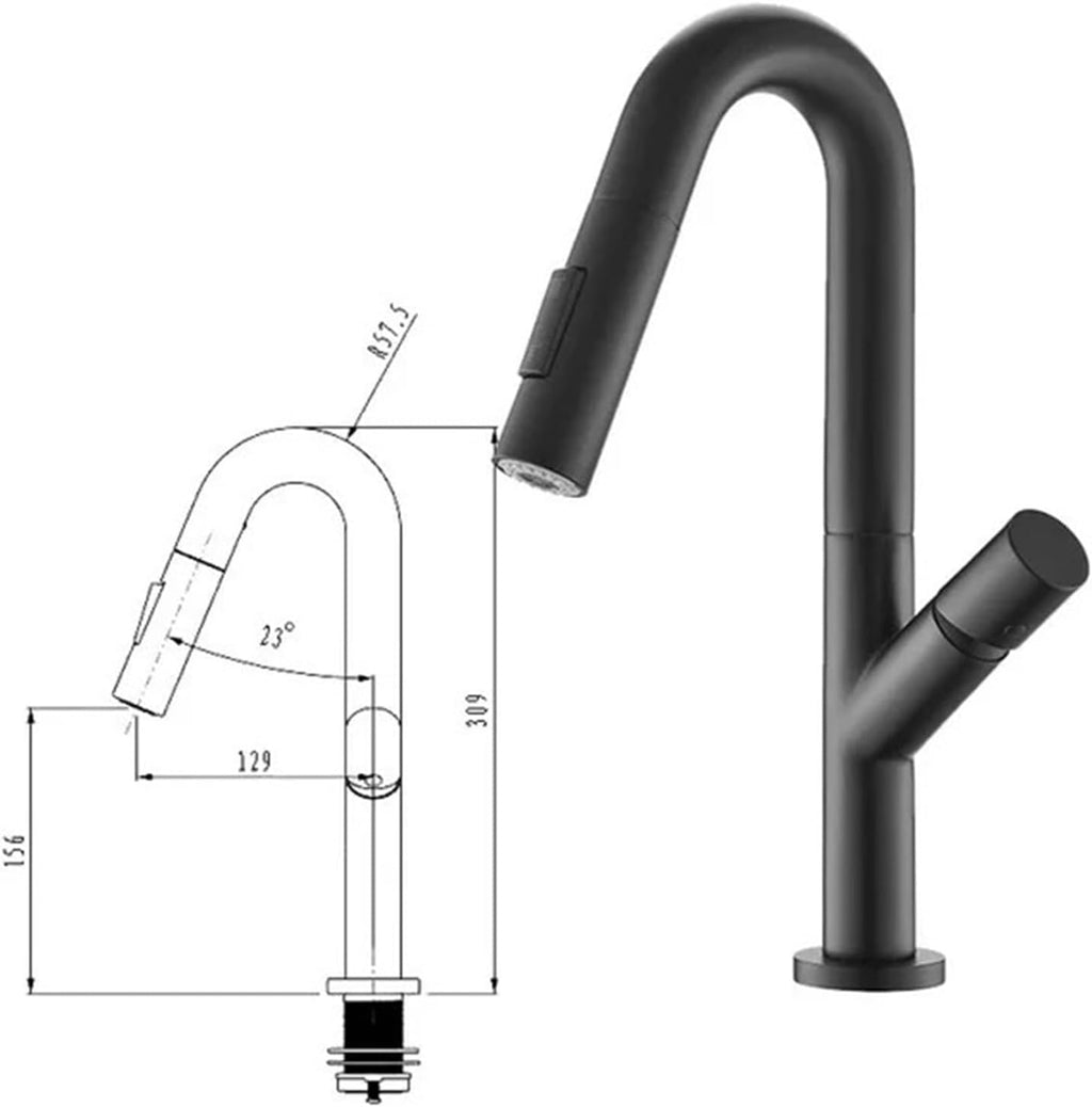 Kitchen Faucet Pull Out Kitchen Water Tap Single Handle 360 Rotation Hot Cold Shower Faucet(Black)