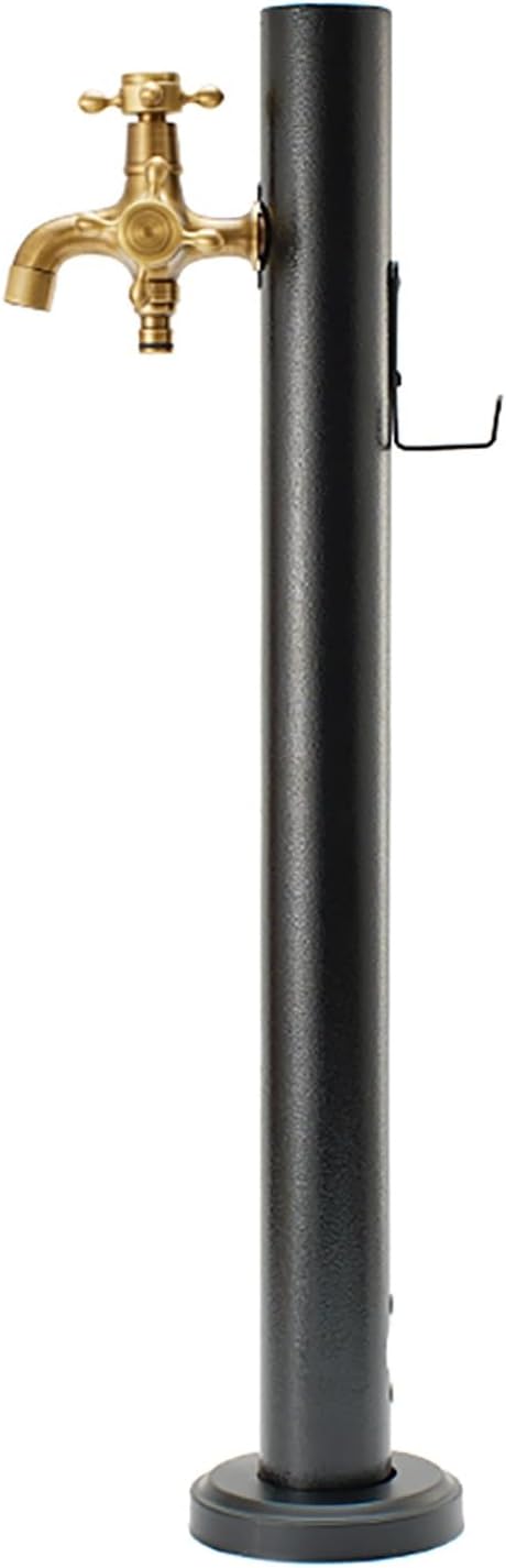 Garden Water Column Outdoor Post Faucet Freestanding with Hose Stand Water Dispenser Hydrant with Double Outlet Water Pipe Seat for Washing and Watering