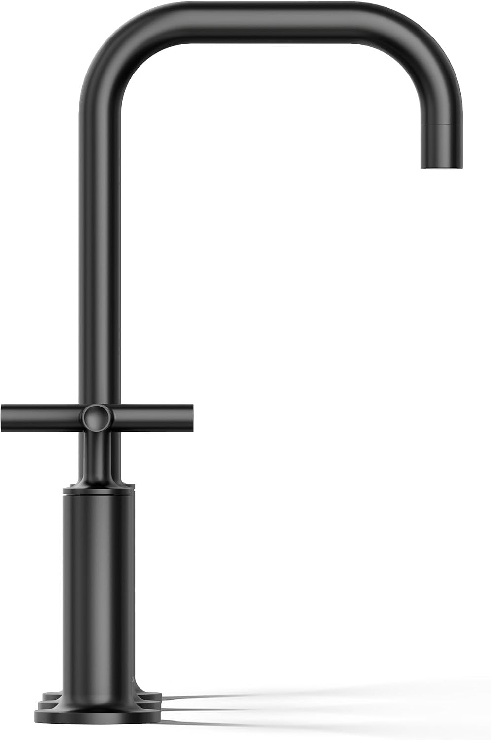 KOHLER K-14408-3-BL Purist® Widespread Bathroom Sink Faucet, 3-Hole, Widespread High Cross Handles and High Gooseneck Spout, 1.2 GPM, Matte Black