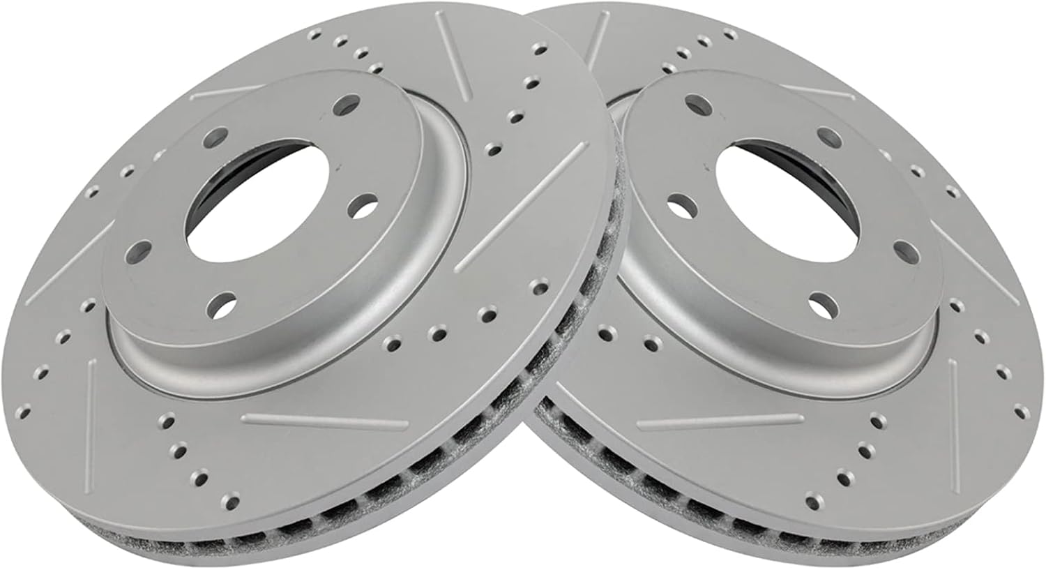 TRQ Performance Front Brake Pad and Rotor Set Ceramic Coated Drilled Slotted Vented Rotors Compatible with 2011-2017 Nissan Quest