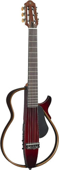 Yamaha SLG200N Nylon String Classical Silent Guitar with Hard Gig Bag, Crimson Red Burst