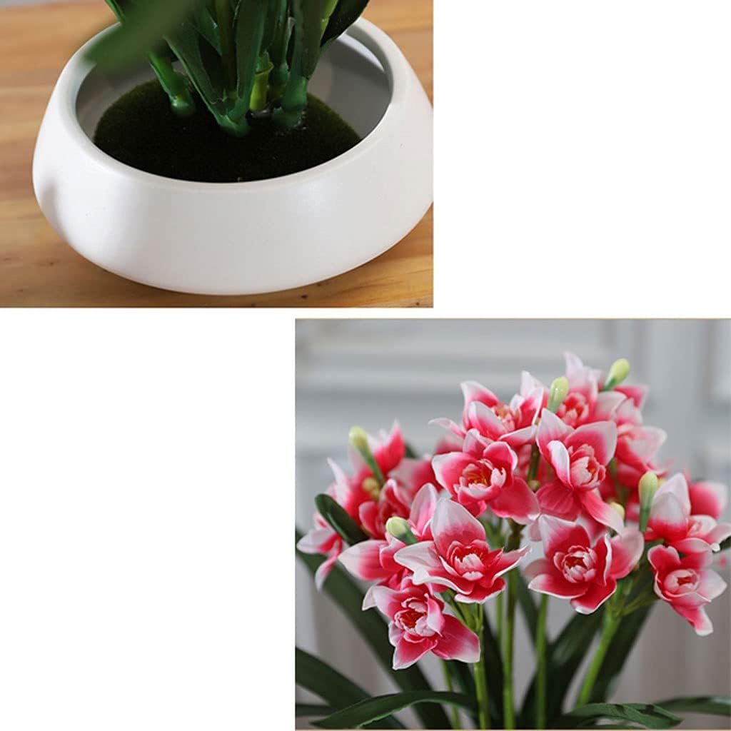 Artificial Flower Artificial Narcissus Flower Art Three-Dimensional Display Flower Set Porch Living Room Indoor Dining Table TV Cabinet Decoration Floor Vases Decorative Tall (Color : Purple) (Pink)