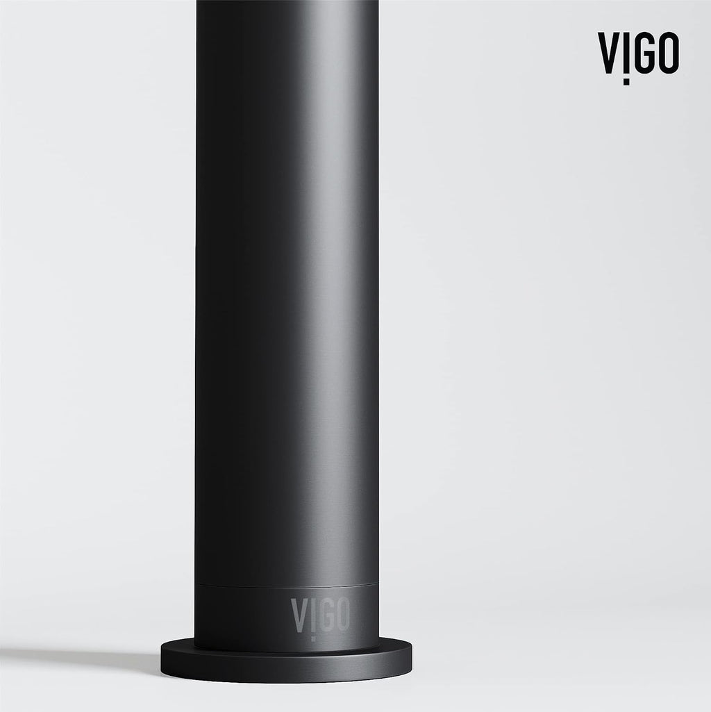VIGO Cass Single-Handle Single-Hole Mount Vessel Bathroom Sink Faucet, 12-Inch, Matte Black, Modern Design, Solid Brass, 1.2 GPM WaterSense & Ceramic Disc Valve, Corrosion-Resistant