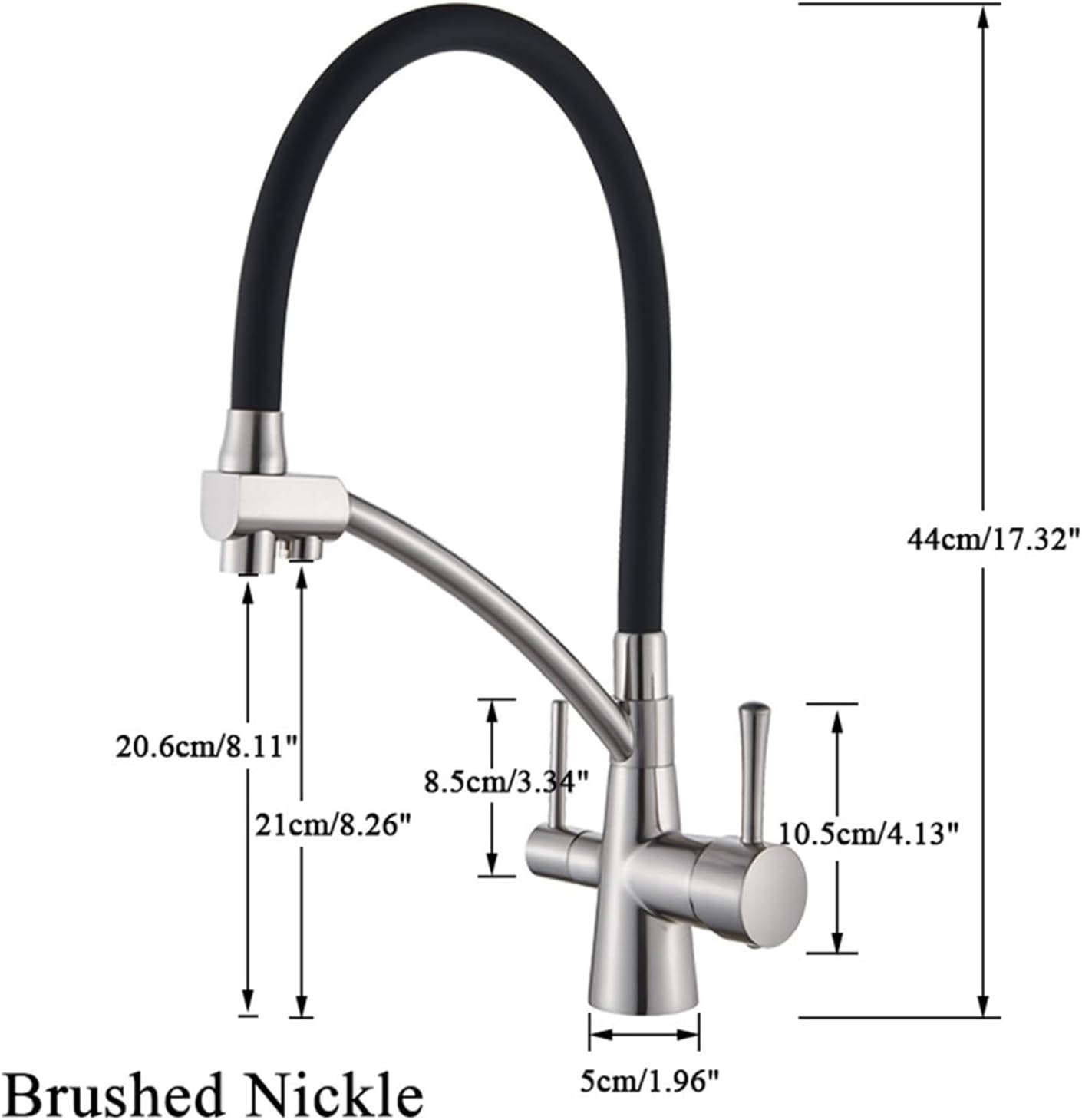 Filter Purification Flexible Rotated Kitchen Faucet Dual Spout Dual Handles Mixer Tap Hot and Cold Pure Water Mixer(White with Chrome B)