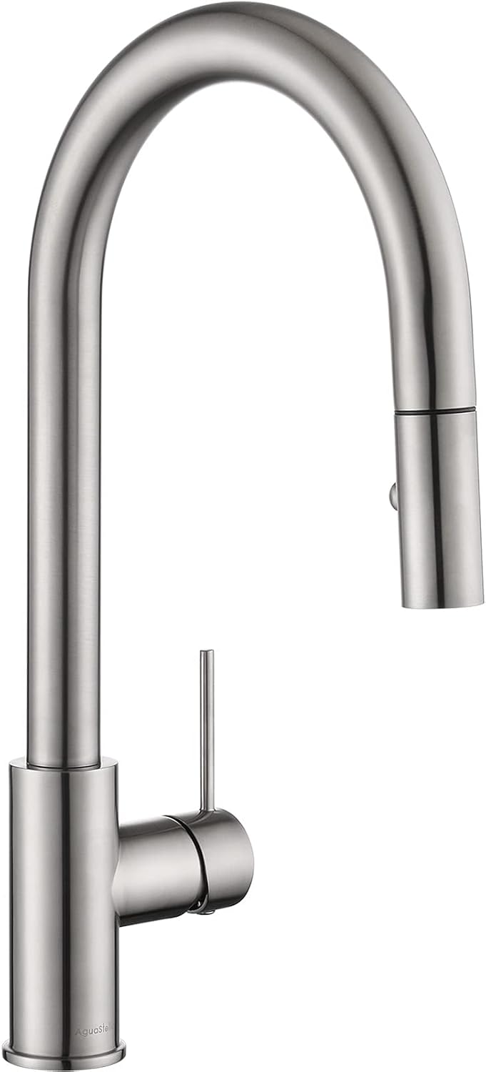 AguaStella AS60BN Brushed Nickel Kitchen Sink Faucet with Pull Down Sprayer Single Handle