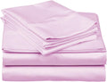 Pure 1000 Thread Count Egyptian Cotton- Sateen Weave- Olympic Queen(66' X 80') Light Pink Sheet Set - 4-Piece 14'-18' Inches Standard Drop Length Elastic Bounded