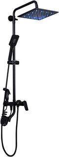 10 Inch Black Shower System with Cold and Hot Water Wall Mounted Faucet Set Multifunction Combo with Bathtub Spout, LED Head, Handheld, Bidet Sprayer