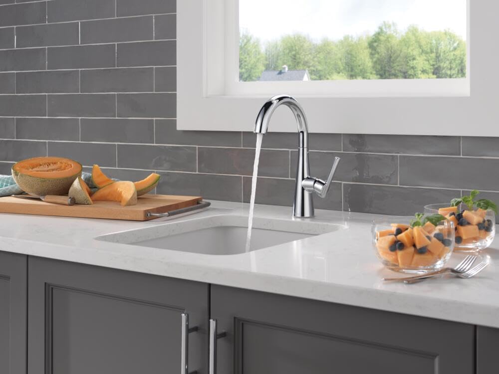 Delta Modern Chrome Single Hole Bar Sink Faucet, Single Handle Prep Sink Faucet, Chrome 14882LF
