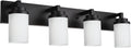TODOLUZ 4-Lights Bathroom Light Fixtures in Matte Black, Modern Opal White Glass Vanity Light E26 Bulb Base, Wall Mount Lighting for Bedroom Bath Living Room