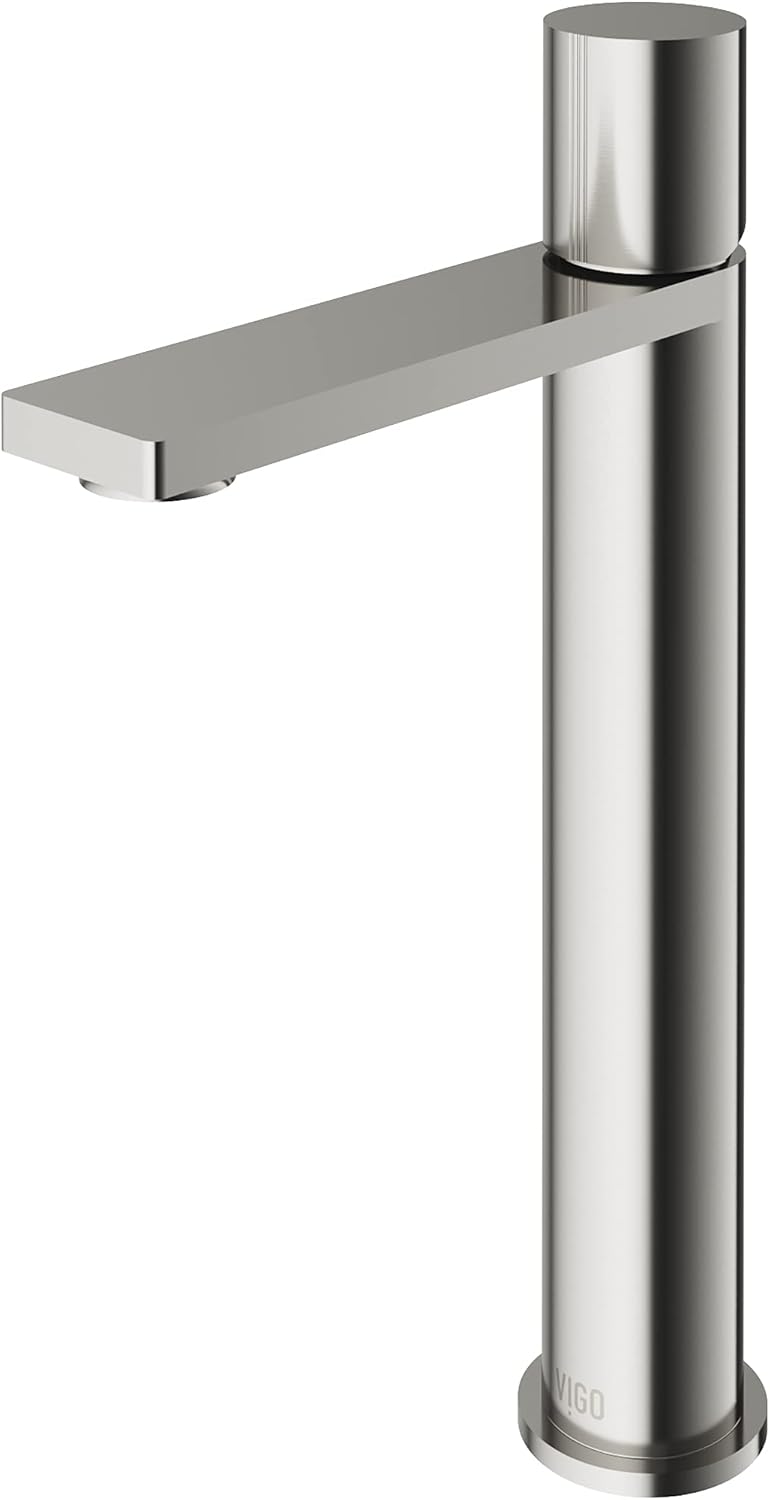 VIGO Gotham Single-Handle Single-Hole Mount Vessel Bathroom Sink Faucet, 12-Inch, Brushed Nickel, Modern Design, Solid Brass, 1.2 GPM WaterSense & Ceramic Disc Valve, Corrosion-Resistant